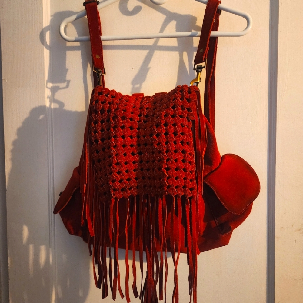 Sundance Catalog Ryan Michael Backpack Red Leather